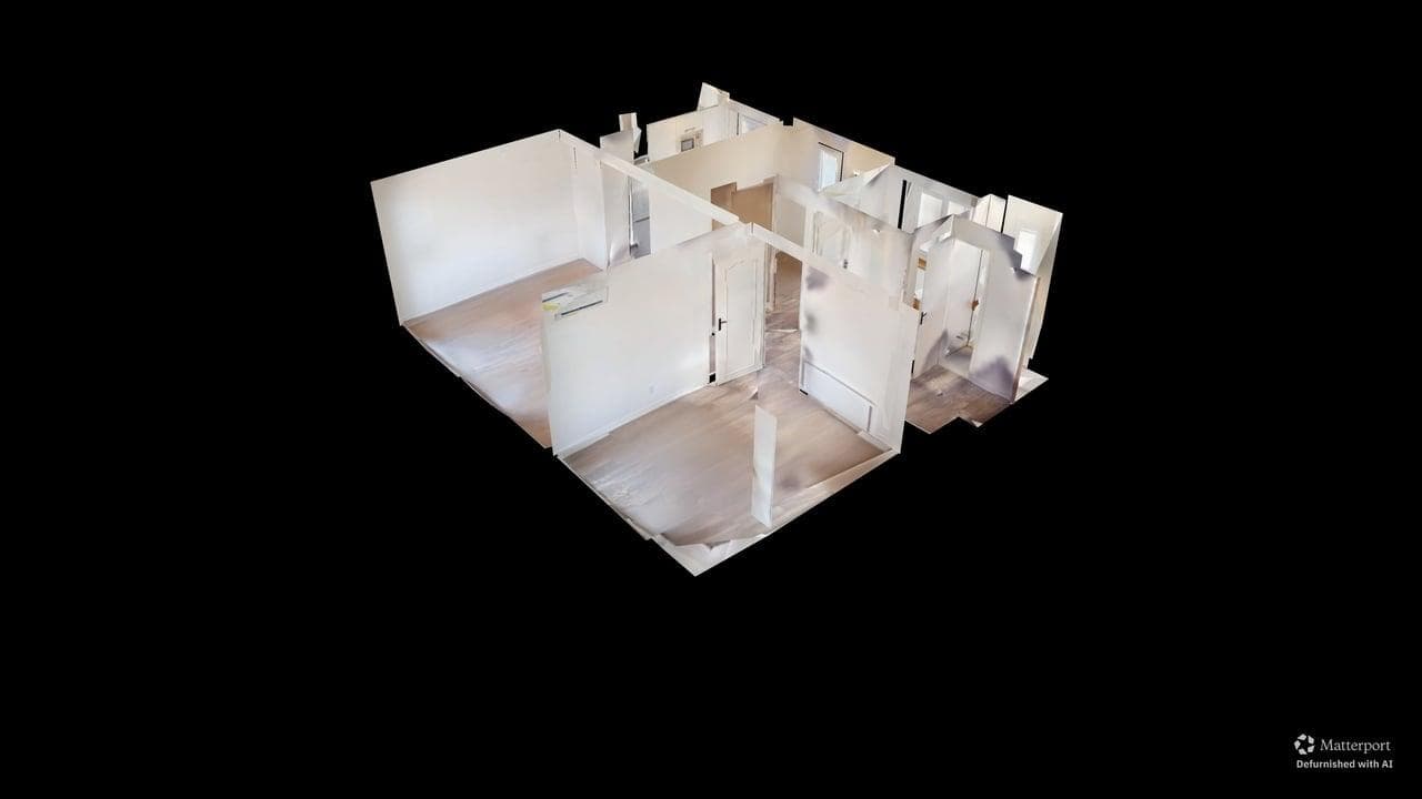 T2 bis type cabine à Palavas-les-Flots — vue dollhouse démeublée